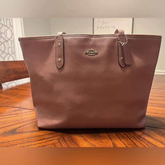 Coach City Dusty Rose Leather Double Handles Tote Shoulder Bag - Picture 1 of 7
